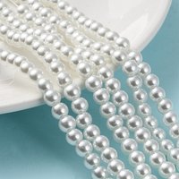 Baking Painted Pearlized Glass Round Bead Strands, White, 6-7mm — Jewelry Beads