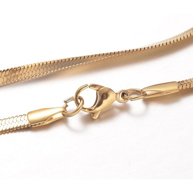 Collier en Chaîne Serpent en Acier Inoxydable 304, Plaqué Ion, Doré, 17,7 pouces — Collier pendentif