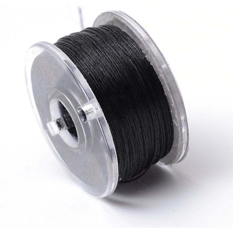 Fil à perles en nylon enduit pour perles de rocaille, noir, 0,1 mm, 50 verges