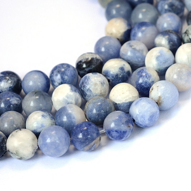 Brins de perles rondes en sodalite naturelle, 8-8,5 mm, 15 pouces — Perles à bijoux