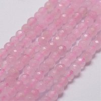 Natural Rose Quartz Beads Strands, Faceted Round 4mm, 84pcs