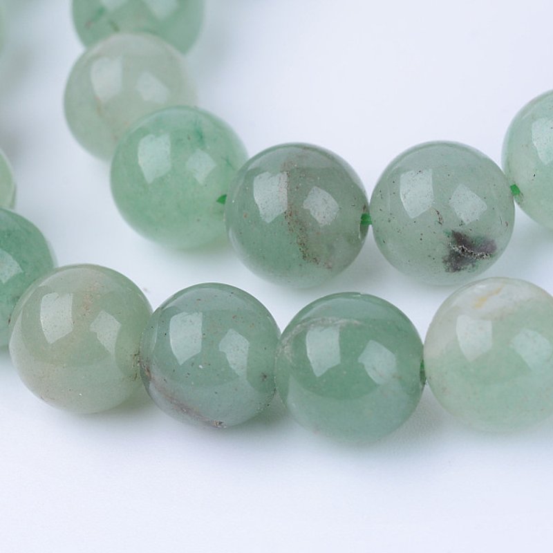Fil de perles d'aventurine verte naturelle, ronde 6-6.5mm, 63pcs — Perles à bijoux