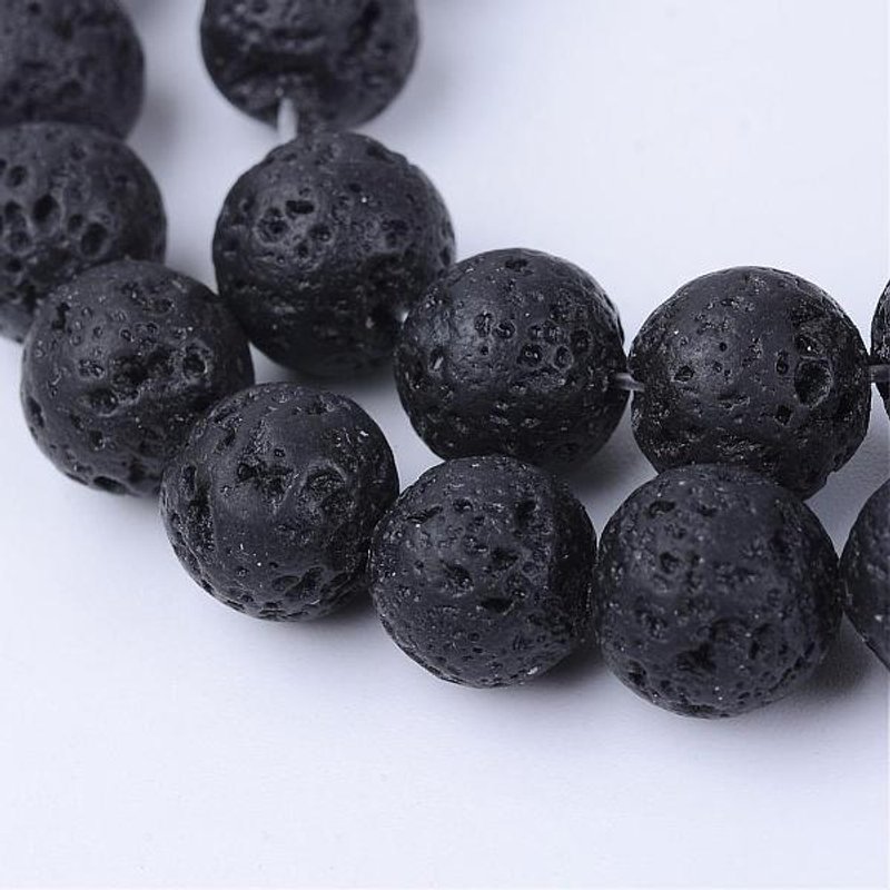 Fils de perles de lave naturelle, rondes, 6-6.5mm, 15.5 pouces — Perles à bijoux
