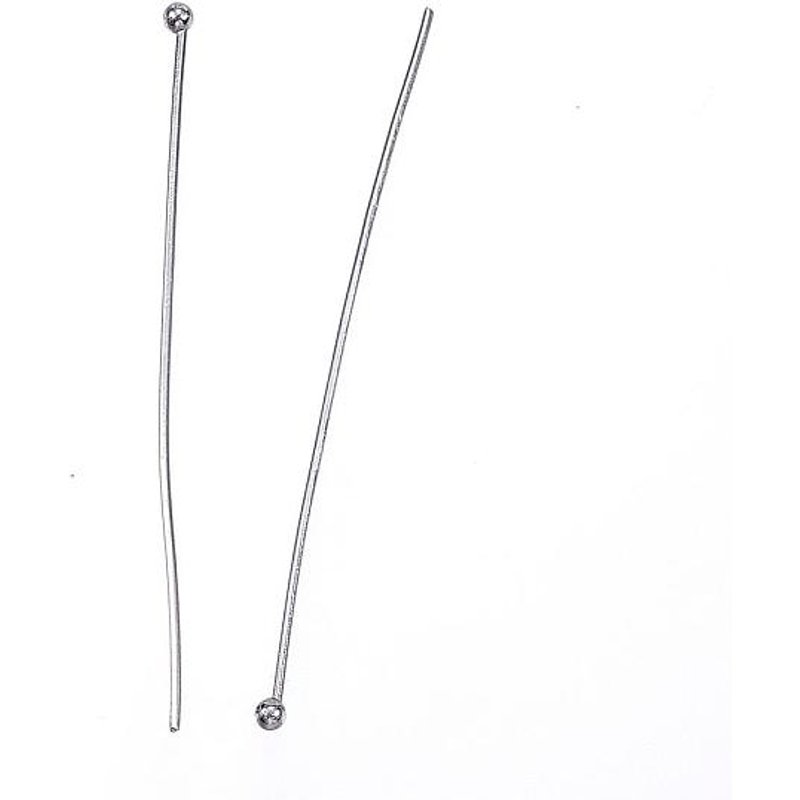 Épingles à tête boule en acier inoxydable 304 - 50mm, 0.7mm, tête de 2mm — Accessoires pour bijoux