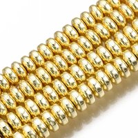 Brins de perles en hématite synthétique non magnétique plaqués or, 4x2mm — Perles à bijoux