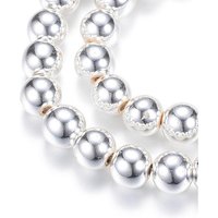 Electroplate Non-magnetic Synthetic Hematite Beads Strands, Silver Plated