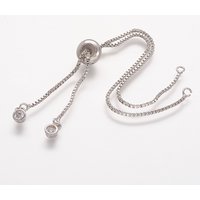 Rack Plating Brass Chain Bracelet Making with Rhinestone