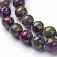 Natural Dragon Blood Jasper Bead Strands, Round, 8mm — Jewelry Beads
