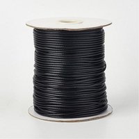 Cordon en polyester ciré coréen pour la fabrication de bijoux, noir, 2 mm, 90 verges