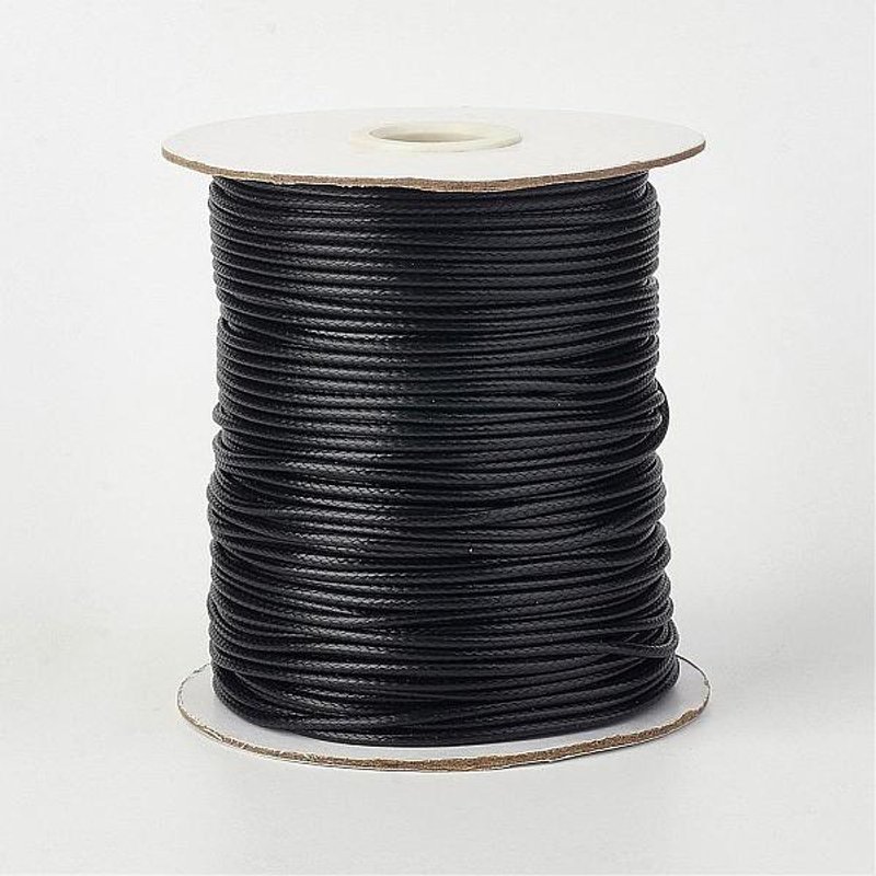 Cordon en polyester ciré coréen pour la fabrication de bijoux, noir, 2 mm, 90 verges — Chaînes, fils et cordons