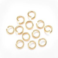 Anneaux de saut ouverts en acier inoxydable 304, plaqués or 18K, 8x1.2mm