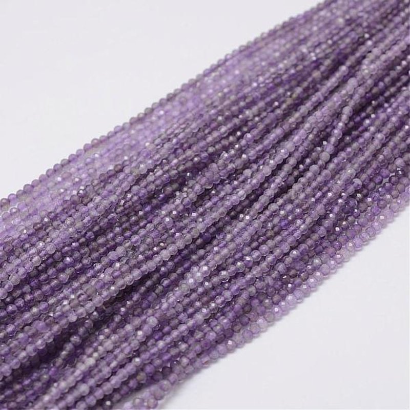 Fil de perles d'améthyste naturel, rond facetté, 2mm, 220pcs — Perles à bijoux