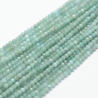 Brins de perles d'amazonite naturelle, rondes, facettées, 2mm, 261pcs — Perles à bijoux