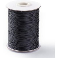 Corde en polyester cirée coréenne pour la fabrication de bijoux, noire, 1mm, 85 verges