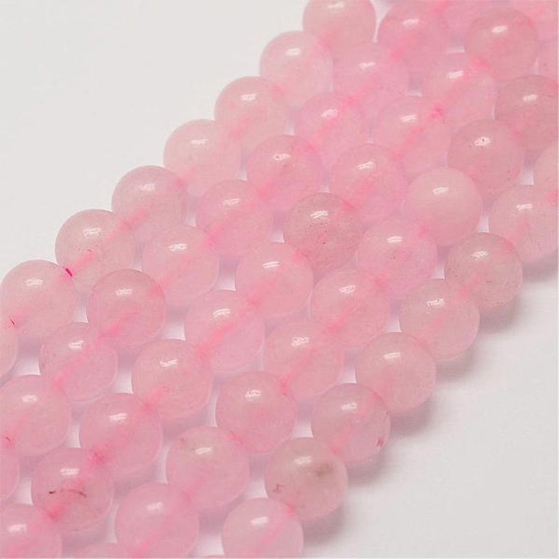 Brins de perles de quartz rose naturel, ronds, teints, 6mm, 15 pouces — Perles à bijoux