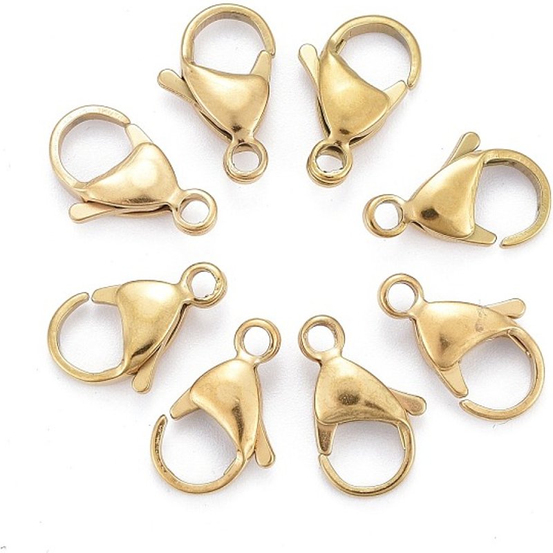 Clips de homard en acier inoxydable 304 plaqués or 18k Ion Plating — Accessoires pour bijoux
