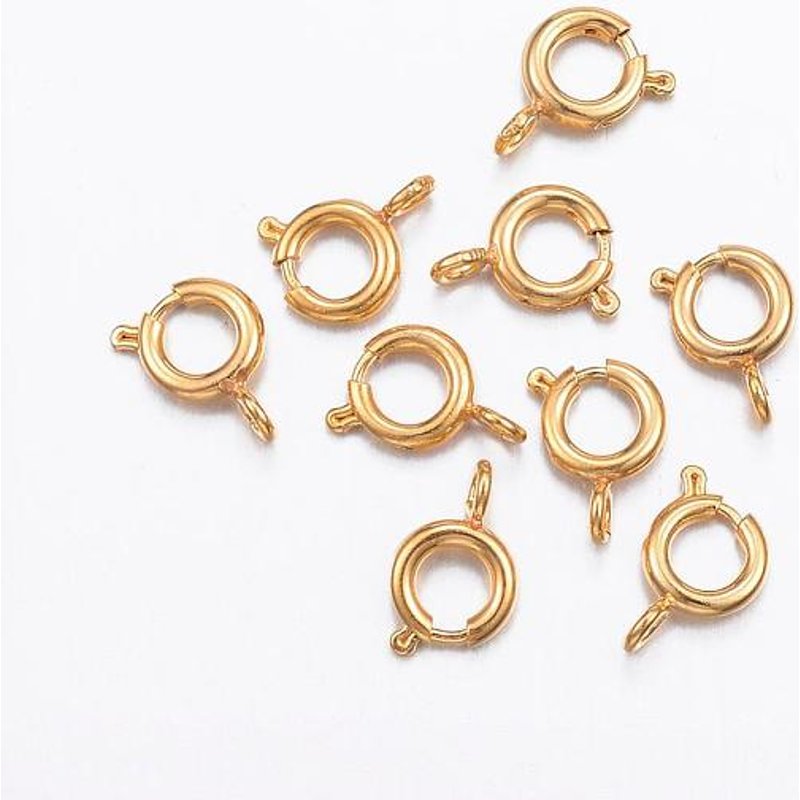 Ion Plating 304 Stainless Steel Spring Ring Clasps, Golden — Jewelry Findings