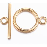 304 Stainless Steel Toggle Clasps with 18k Gold Plating — Jewelry Findings