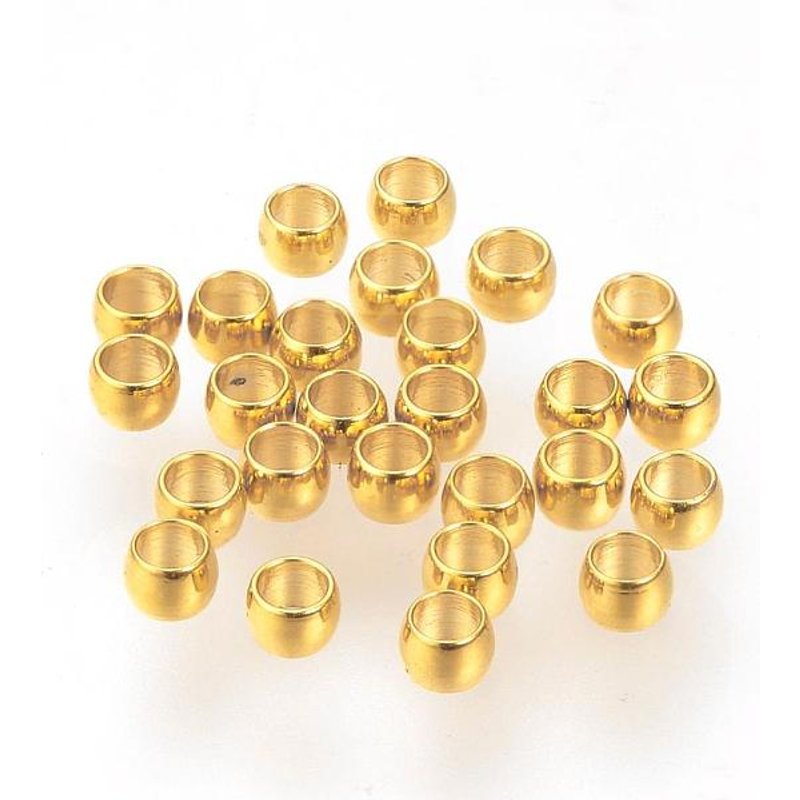 Perles Espacées en Acier Inoxydable 304, Rondelle, Plaqué Or 24K — Perles à bijoux
