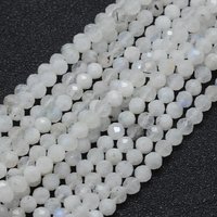 Natural Rainbow Moonstone Beads Strands, Round Faceted, 4mm