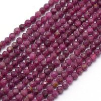 Natural Ruby Beads Strands, Faceted Round, 3mm, 112pcs/strand — Jewelry Beads