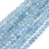 Natural Aquamarine Beads Strands, Round Faceted, 3mm, 113pcs