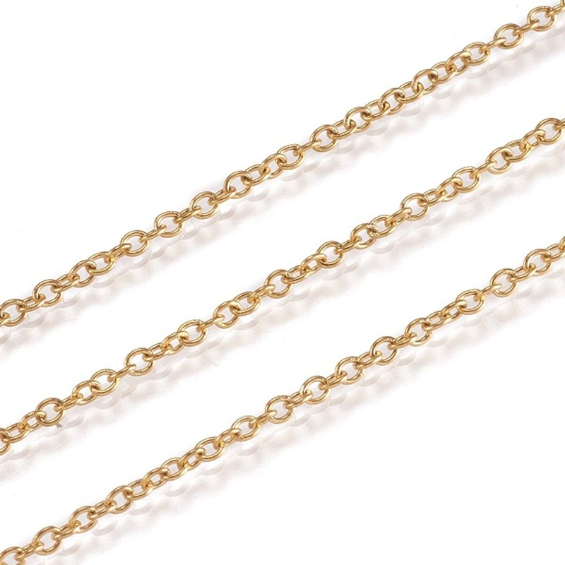 Ion Plating 304 Stainless Steel Cable Chains, Soldered, Golden — Chains, Wire & Cord