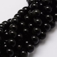 Fil de perles rondes d'obsidienne naturelle, 6mm, 15 pouces, 60-62pcs — Perles à bijoux
