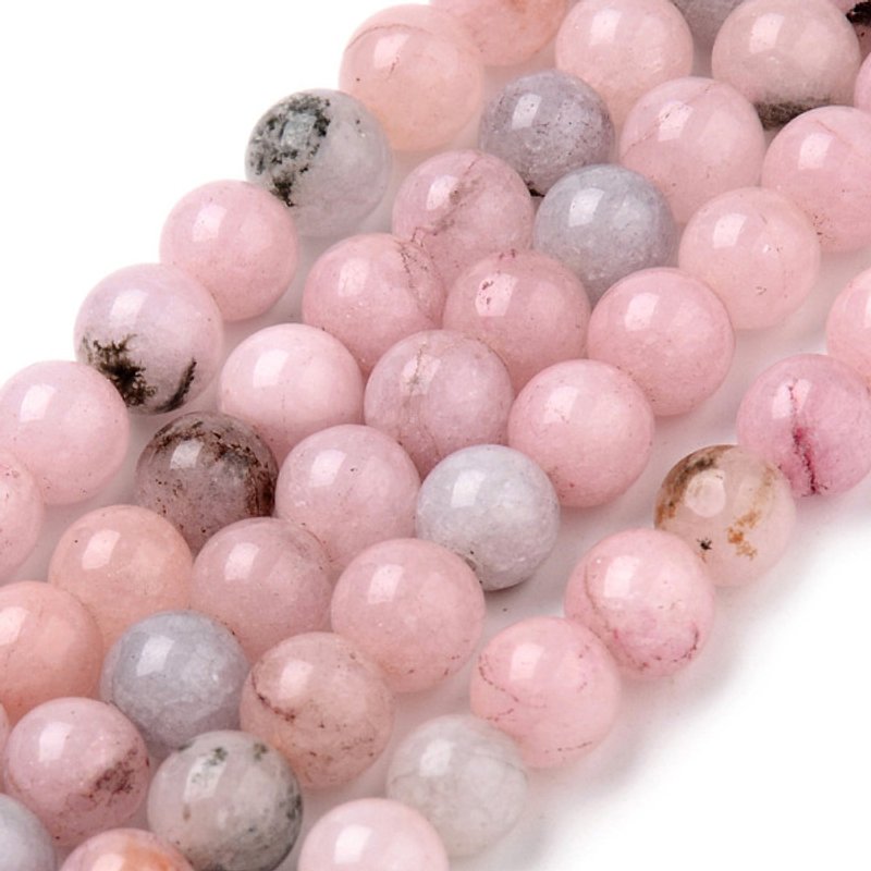 Brins de perles de jaspe cerisier naturel teintées, rondes, 6-6.5mm — Perles à bijoux