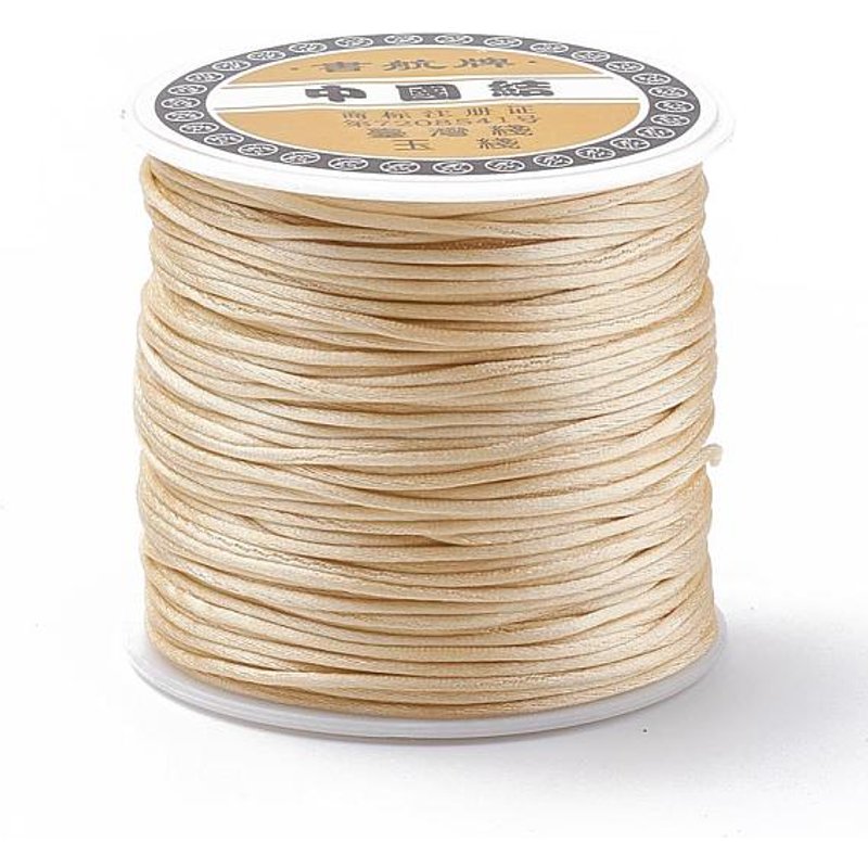 Nylon Rattail Satin Cord, Light Khaki, 1mm, 76.55 yards