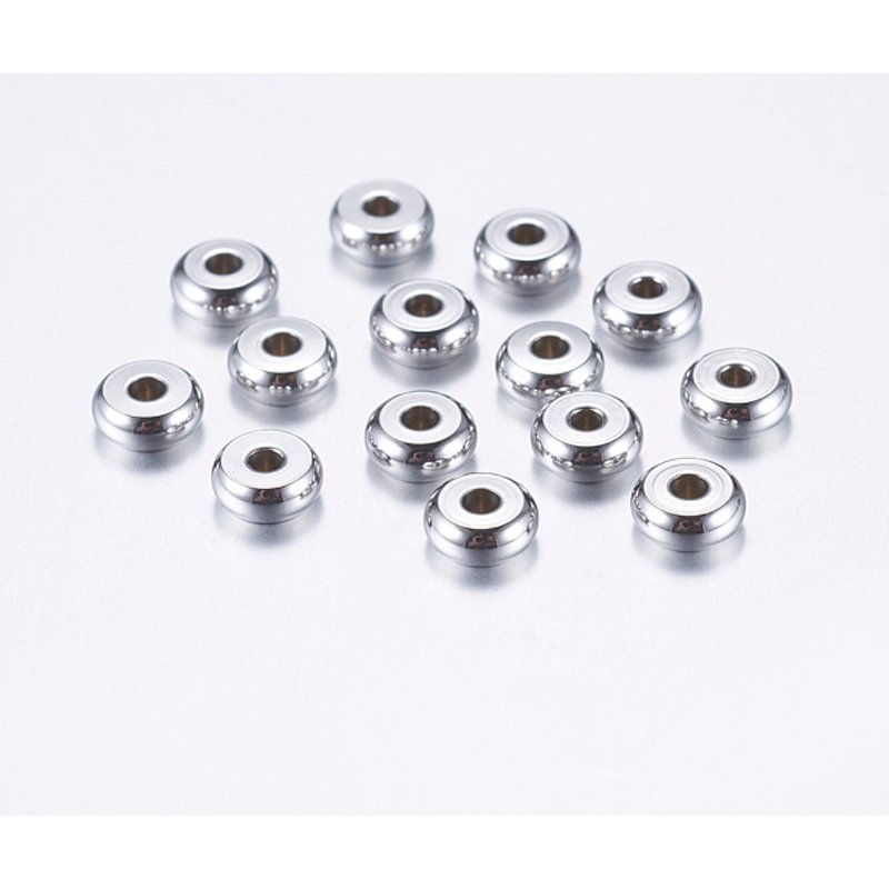 Tarnish Resistant 304 Stainless Steel Spacer Beads, Flat Round — Jewelry Beads