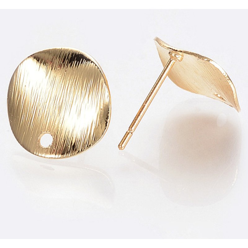 Brass Ear Stud Findings with Loop, Nickel Free, 18K Gold Plated — Jewelry Findings