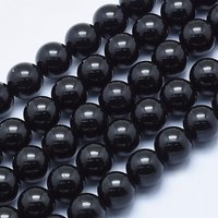 Natural Black Tourmaline Beads Strands, Round, 8mm, 38.5cm