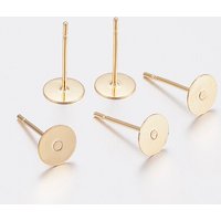 Trouvailles de boucles d'oreilles en acier inoxydable 304, rondes plates, plaquées or