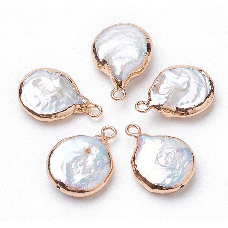 Pendants en perles de Keshi baroques électroplaquées avec attaches en fer — Breloques et pendentifs