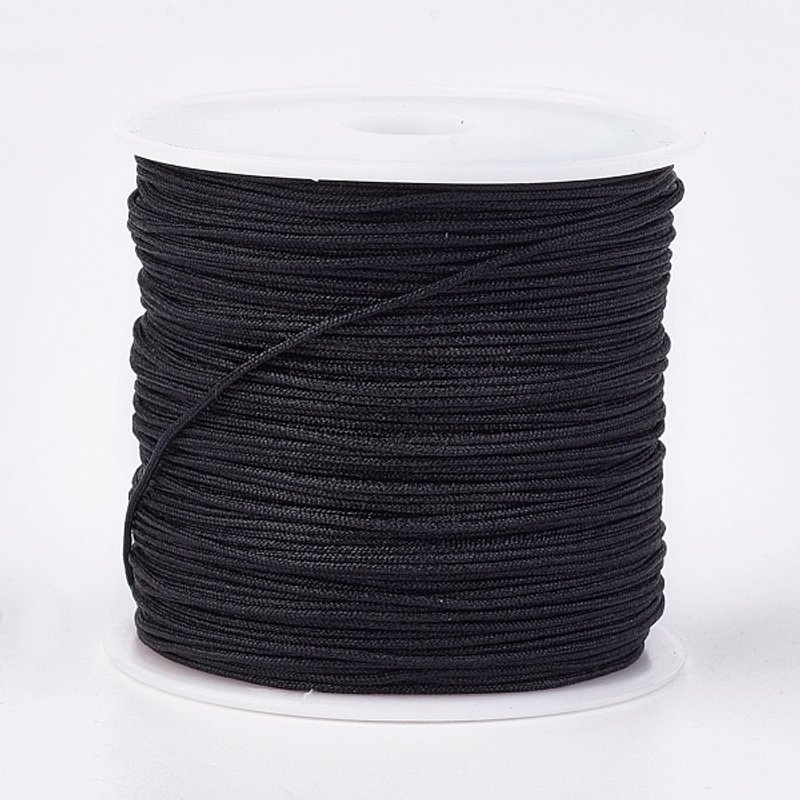 Nylon Jewelry Cord for Custom Woven Jewelry Making, Black, 0.8mm