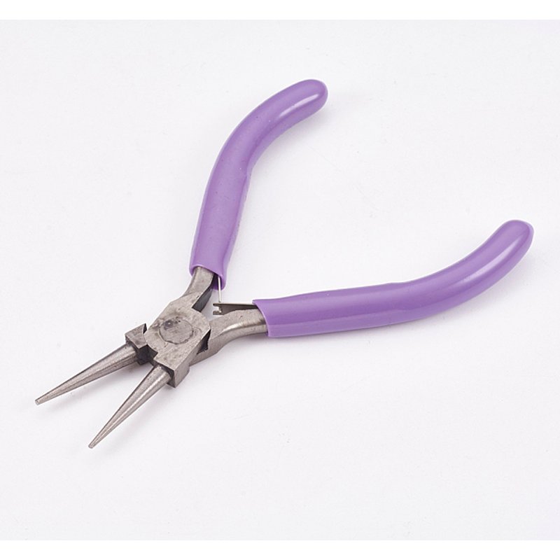 Pinces à nez rond 45# en acier au carbone, lilas, couleur acier inoxydable — Outils de création de bijoux