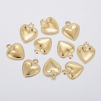 Charm en Acier Inoxydable 304, Coeur Puffed, Plaqué Or 18k — Breloques et pendentifs