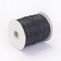 Cordons en Coton Ciré, Noir, 1.5mm, 100 verges/rouleau — Chaînes, fils et cordons