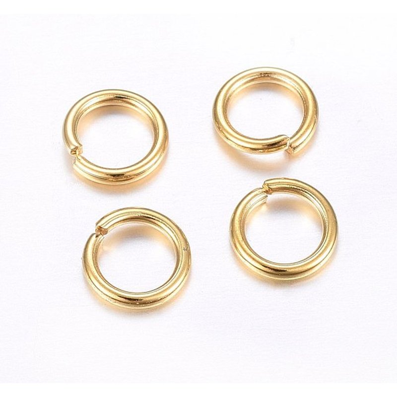 Anneaux de Saut Ouverts en Acier Inoxydable 304, Plaqué Or 24K, 18 Gauge — Accessoires pour bijoux