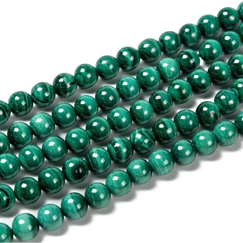 Fils de perles de malachite naturelle, rondes 6mm, 63pcs/fils, 15.7 pouces — Perles à bijoux