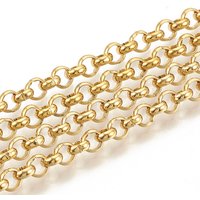304 Stainless Steel Rolo Belcher Chain with Spool, Unwelded