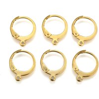 304 Stainless Steel Leverback Earring Findings with Loop and Ring — Jewelry Findings