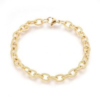 Bracelet en Acier Inoxydable Texturé avec Chaîne Câble Ion Plating — Bracelet Femme