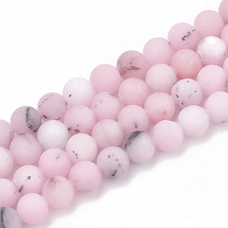 Fils de perles de jaspe cerisier naturel, givrées, rondes 8mm — Perles à bijoux