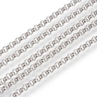 304 Stainless Steel Rolo Chains, Belcher Chain, Unwelded, 3mm