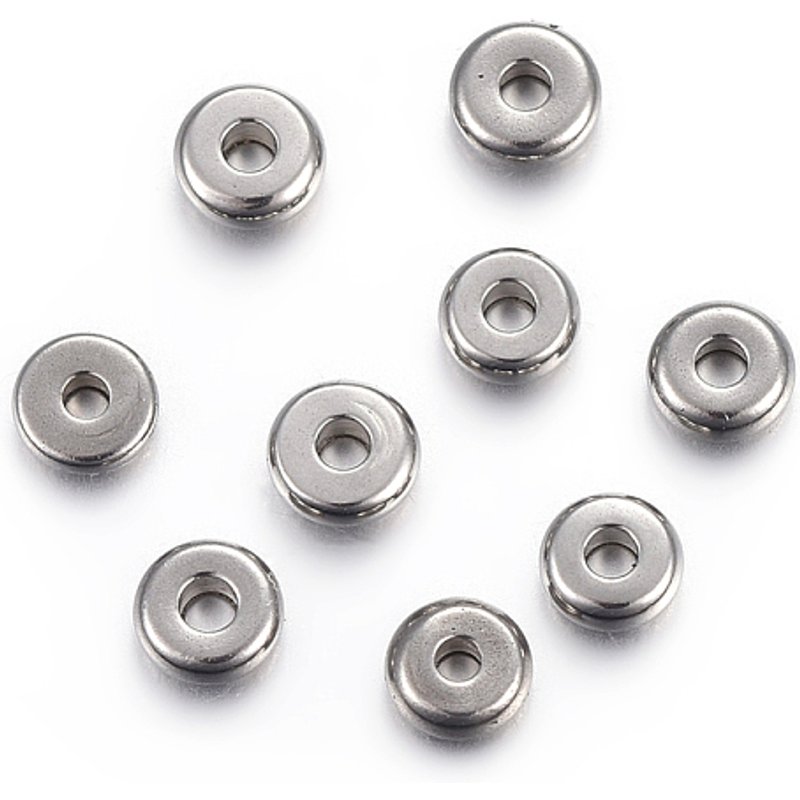 Perles Espacées en Acier Inoxydable 304, Rondes Plates, 4x1.2mm — Perles à bijoux