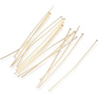304 Stainless Steel Flat Head Pins, Golden, 50mm, 21 Gauge — Jewelry Findings