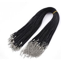 Waxed Cord Necklace Making with Zinc Alloy Lobster Clasps, Black
