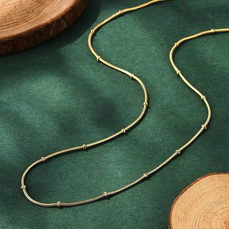 Collier en Chaîne Serpent en Acier Inoxydable 304, Plaqué Or, 17.7 pouces — Collier pendentif